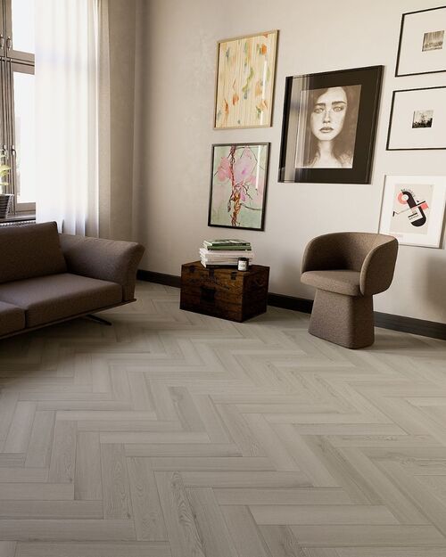 Bella Floor Oak Light Grey Balıksırtı Laminat Parke