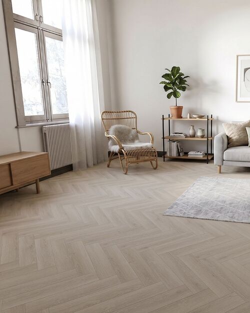 Bella Floor Oak Grey White Balıksırtı Laminat Parke
